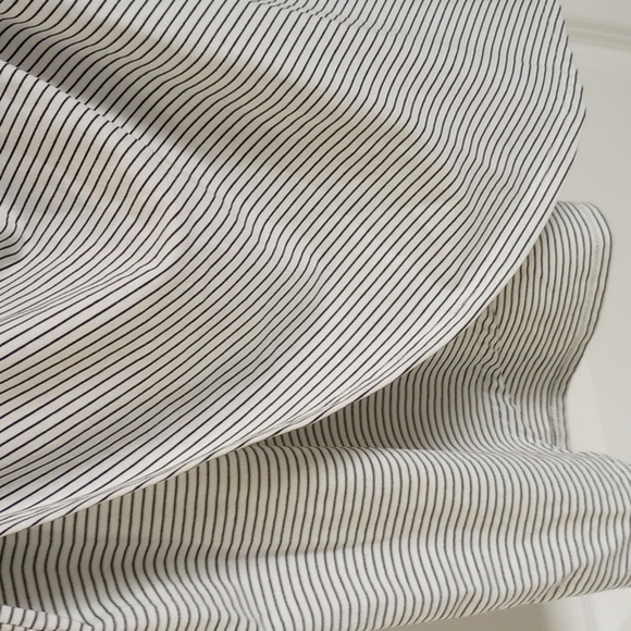 Gibson Latimer Womens Midi Dress Sz L Black & White Striped Scoop Neck Ruched - Picture 2 of 10